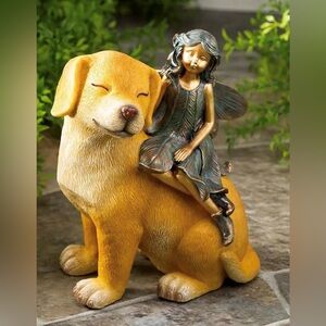 Yellow Labrador With Fairy Angel Statue New size is in the pictures